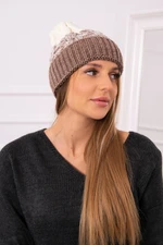 Women's cap Samara K346 cappuccino+ecru