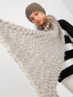 Beige and gray women's knitted scarf