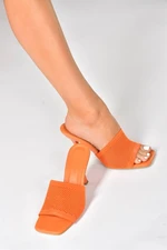 Fox Shoes Women's Orange Tricot Fabric Heeled Slippers