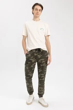 DEFACTO Trousers Regular Fit Camouflage Patterned Cargo Pocket Elastic Leg