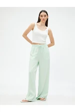 Koton Wide Leg Trousers With Pocket Tie Waist