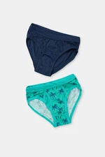 Dagi Green Navy Blue Boy Child Palm Printed 2 Pair Slips.