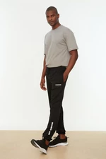 Trendyol Black Regular Cut Elastic Leg Lace Up Text Printed Sweatpants