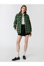 Koton Checkered Long Sleeve Jacket with Pockets