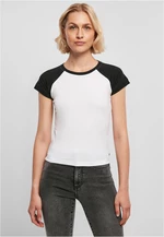 Women's Organic Stretch Short Retro Baseball T-Shirt White/Black