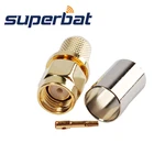 Superbat 10pcs RP-SMA Crimp Male(female pin) RF Coaxial Connector for Cable RG6 50 Ohm