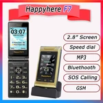 Happyhere F7 flip cell phones 3.0" touch screen unlocked celular speed dial SOS FM radio senior Push-button cheap mobile phone