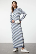 Trendyol Indigo Stone Striped Long Knitwear Dress