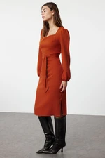 Trendyol Brown Plain Midi Woven Dress