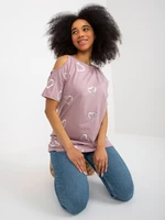 Light purple women's blouse with glossy print