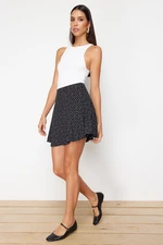 Trendyol Black Crispy Floral Patterned Woven Shorts Skirt