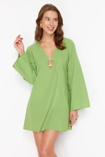 Trendyol Green Mini Woven Premium Accessories 100% Cotton Beach Dress