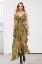 Trendyol Limited Edition Khaki A-Line Flounce Woven Evening Dress