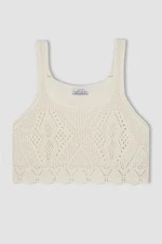 DEFACTO Crop Round Neck Knitted Crochet Undershirt