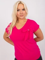 Fuchsia women's plus size blouse with bow