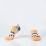 Orange short women's socks with Aztec patterns