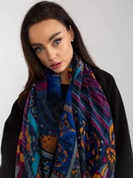 Navy blue scarf with print