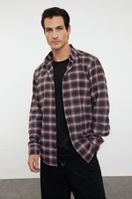 Trendyol Claret Red Regular Fit Winter Checkered Plaid Lumberjack Shirt