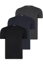 TRIPLE SET T8569 DEWBERRY BIKE COLLAR MEN'S T-SHIRT-BLACK-NAVY BLUE-ANTHRACITE