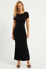 Cool & Sexy Women&#39;s Black Open Back Maxi Dress