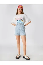 Koton Denim Shorts High Waist With Pocket