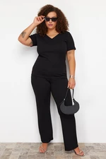 Trendyol Curve Black Knitted Plus Size Two Piece Set