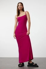 Trendyol Fuchsia Floral Maxi Bodycone/Fits on Body Strappy Stretch Knit Dress