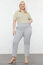 Trendyol Curve Gray Basic Cigarette Woven Skinny Leg Plus Size Fabric Trousers