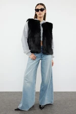 Trendyol Black Oversize Fur Vest