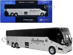 Prevost H3-45 Coach Bus "Academy Bus Lines" Silver Metallic Limited Edition 1/87 (HO) Diecast Model by Iconic Replicas