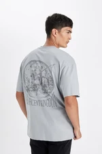 DEFACTO Oversize Fit Crew Neck Back Printed Short Sleeve T-Shirt