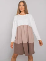 RUE PARIS Beige cotton dress with dark beige color