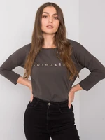 Dark khaki cotton blouse with Cantrice inscription