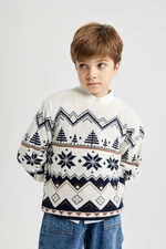 DEFACTO Boy's New Year's Themed Crew Neck Sweater