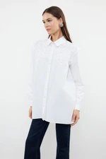 Trendyol White Shiny Sequin Detailed Woven Shirt