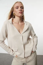 Trendyol Beige Jacket Look Knitwear Cardigan