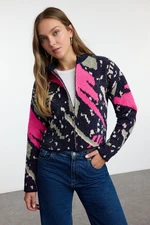 Trendyol Navy Blue Boucle Jacket-Looking Knitwear Cardigan