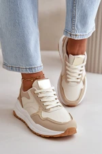 Women's platform sneakers made of eco-leather beige Issatta