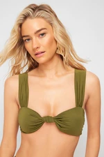 Trendyol Khaki Bralette Knotted Bikini Top