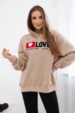 Cotton insulated hooded sweatshirt dark beige