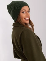 Dark green women's knitted beanie