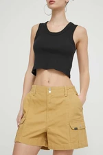 Džínové šortky Vans dámské, hnědá barva, hladké, high waist