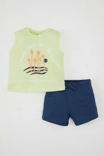 DEFACTO Baby Boy Palm Tree Printed Athlete Shorts Combed Cotton 2-Piece Set