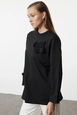 Trendyol Black Rose Detailed Knitted Tunic