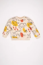 DEFACTO Baby Boy Crew Neck Patterned Soft Furry Sweatshirt