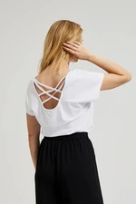 Women's T-shirt with back neckline MOODO - white