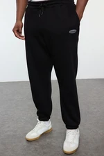 Trendyol Plus Size Black Oversize/Wide Cut Pocket Labeled Sweatpants