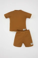 DEFACTO Baby Boy Waffle Short Sleeve T-Shirt Shorts 2-Piece Set