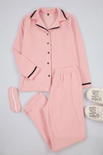 Trendyol Powder Piping Detailed Sleep Band Polar Thick Knitted Pajama Set