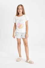 DEFACTO Girl's Printed Short Sleeve Pajama Set with Shorts